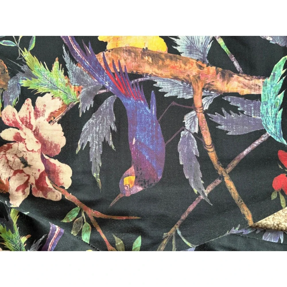 Alice + Olivia Floral Whimsigoth Bird Print Trousers Slim Leg  Black  Size 6